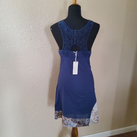 Toi Et Moi Floral Multicolor Print Crochet Embroidered Sleeveless Sheath Dress L - Picture 5 of 12